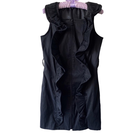 SAMUEL DONG BLACK STRETCHY RUFFLE SLEEVELESS MINI DRESS BLACK COCKTAIL DRESS - Picture 14 of 15